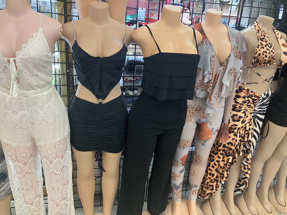 Going-out two-piece sets on mannequins